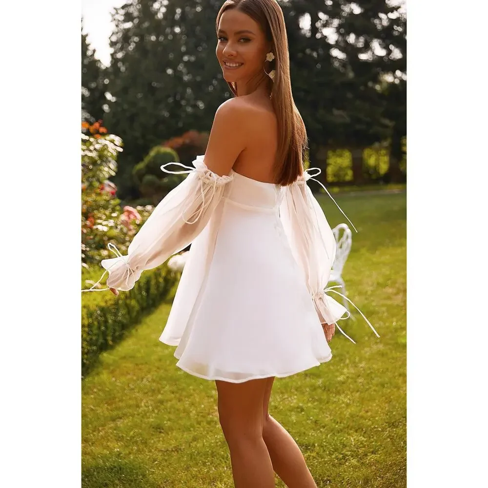 Alamour The Label Celine Mini Dress Off Shoulder White XL Ethereal Fairycore - Picture 4 of 13